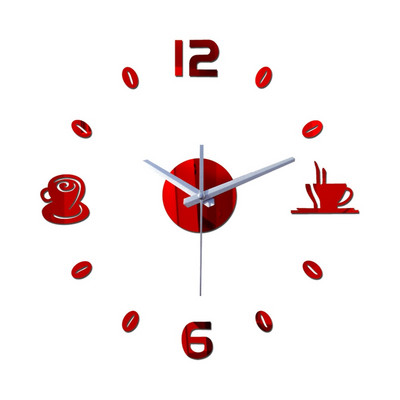 DIY 3D bezrāmju numura sienas pulksteņa spoguļa uzlīme Mājas biroja telpas dekors