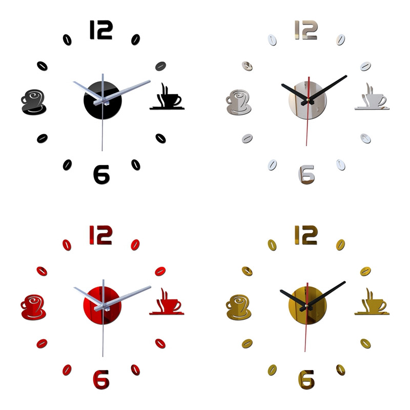 DIY 3D bezrāmju numura sienas pulksteņa spoguļa uzlīme Mājas biroja telpas dekors