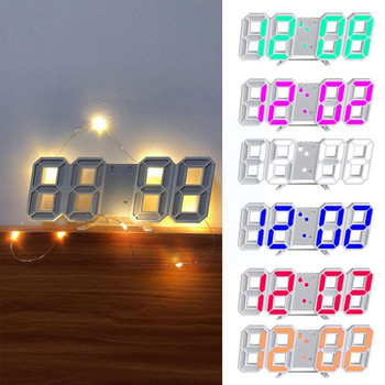 Ψηφιακό ρολόι τοίχου LED Λαμπερό νυχτερινή λειτουργία Φωτεινότητα Έξυπνο επιτραπέζιο Ηλεκτρονικό ρολόι τοίχου Ηλεκτρονικό ρυθμιζόμενο ρολόι Di P9Z8