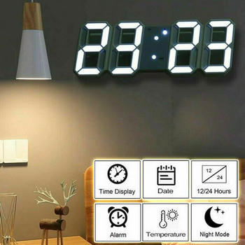 Ψηφιακό ρολόι τοίχου LED Λαμπερό νυχτερινή λειτουργία Φωτεινότητα Έξυπνο επιτραπέζιο Ηλεκτρονικό ρολόι τοίχου Ηλεκτρονικό ρυθμιζόμενο ρολόι Di P9Z8