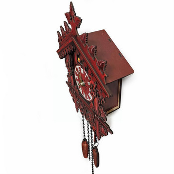Стенни часовници с кукувица Bird Bell Swing Будилник Часовник с кукувица Стая Antique Living Black Wooden Forest Decor Home Carved E9a6