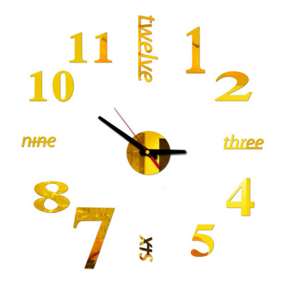 DIY sienas pulkstenis par pieņemamu cenu Akrila spoguļu uzlīmes Pulksteņi Eiropa Horloge dzīvojamā istaba Mājas dekors Art Decal reloj de pared