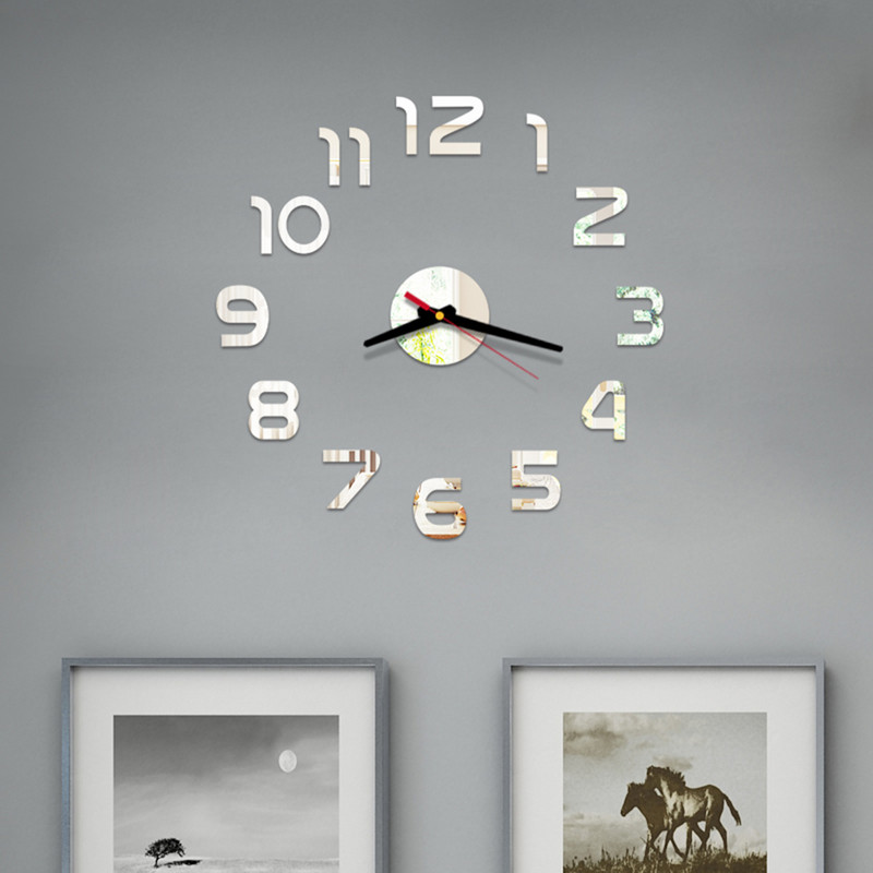 DIY sienas pulkstenis par pieņemamu cenu Akrila spoguļu uzlīmes Pulksteņi Eiropa Horloge dzīvojamā istaba Mājas dekors Art Decal reloj de pared