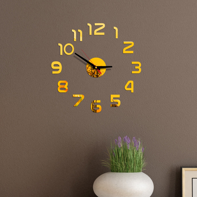DIY sienas pulkstenis par pieņemamu cenu Akrila spoguļu uzlīmes Pulksteņi Eiropa Horloge dzīvojamā istaba Mājas dekors Art Decal reloj de pared