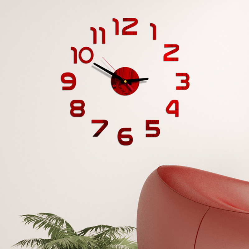 DIY sienas pulkstenis par pieņemamu cenu Akrila spoguļu uzlīmes Pulksteņi Eiropa Horloge dzīvojamā istaba Mājas dekors Art Decal reloj de pared