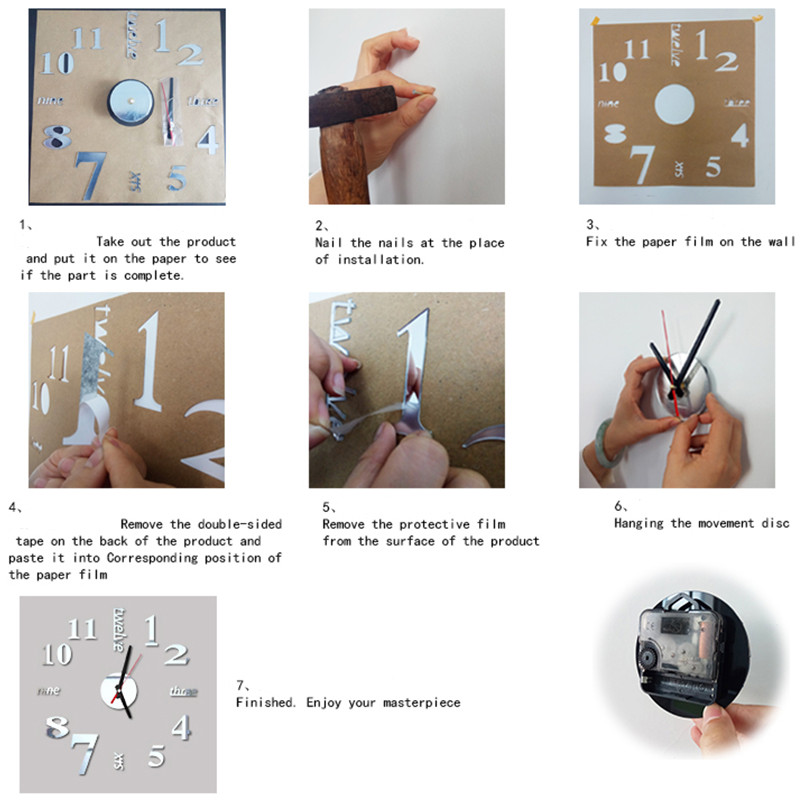 DIY sienas pulkstenis par pieņemamu cenu Akrila spoguļu uzlīmes Pulksteņi Eiropa Horloge dzīvojamā istaba Mājas dekors Art Decal reloj de pared