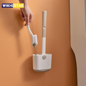 WIKHOSTAR Set četki za WC školjku Zidna četka za WC školjku s držačem za odvod Silikonska četka za čišćenje s ravnom glavom Fleksibilna mekana četka