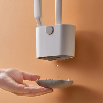 Комплект четки за тоалетна WIKHOSTAR Монтирана на стена четка за тоалетна с държач за оттичане Силиконова плоска глава Гъвкава четка за почистване с меки влакна