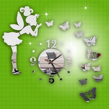 Часы На Стену Моден 3d стенен часовник с голям размер Модерен стил Пеперуда Направи си сам огледален стенен часовник Стикер за стена Начало Декор Настенные Часы