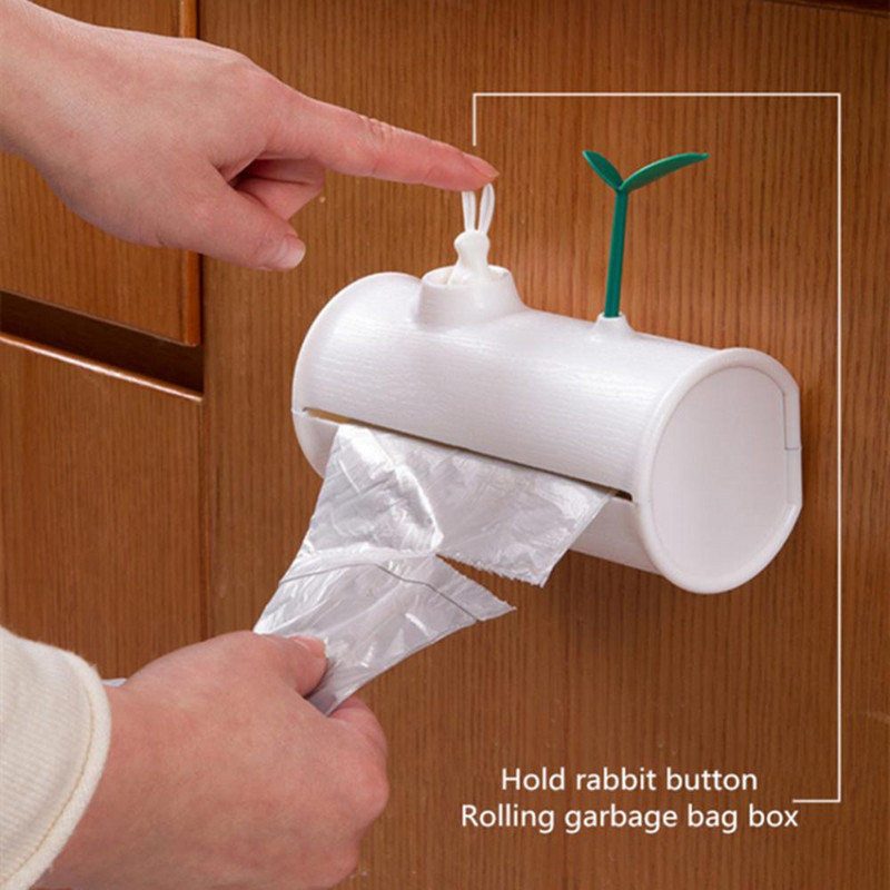 Plastmasas uzglabāšanas kaste Cute Rabbit Leaf pie sienas stiprināms atkritumu maisu konteiners