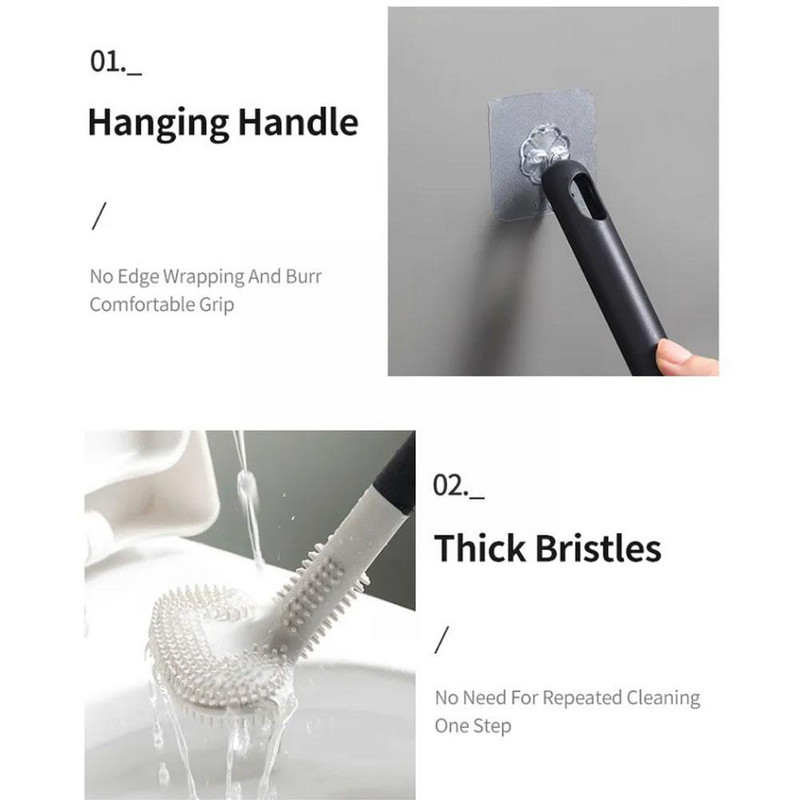 38*8cm WC poti puhastushari Sügavpuhastav silikoon WC Vannitoa WC hari WC hari Silikoon K3D2