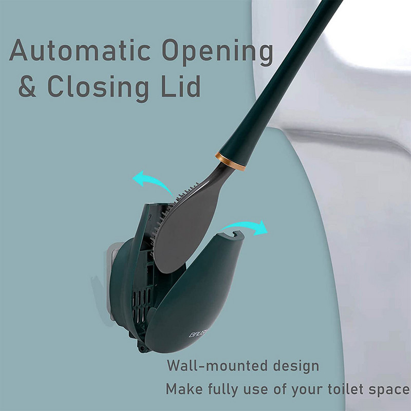 Silikonska WC četka s kompletom držača Automatska WC četka za kupaonicu s dugom ručkom i brzosušeći zidni držač