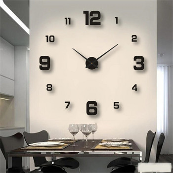 Направи си сам стенен часовник 3D светещ акрилен стикер за стена 40 см/16 инча Модерен огледален часовник за домашен офис Хотел Ресторант Училищна декорация