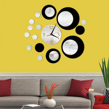 Ακρυλικό 3D στρογγυλό ρολόι τοίχου DIY Συνδυασμός ρολόγια καθρέφτη Μοντέρνο ρολόι για διακοσμήσεις σπιτιού σαλονιού κρεβατοκάμαρας κουζίνας