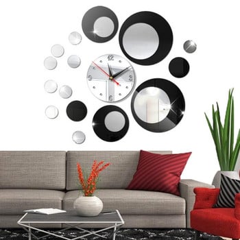 Акрилен 3D кръгъл стенен часовник Направи си сам комбинирани огледални часовници Модерен часовник за кухня Спалня Всекидневна Декорации за дома