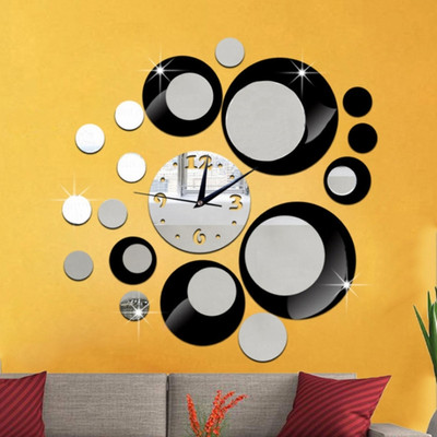 Акрилен 3D кръгъл стенен часовник Направи си сам комбинирани огледални часовници Модерен часовник за кухня Спалня Всекидневна Декорации за дома