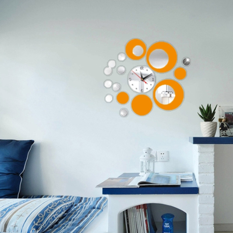 Акрилен 3D кръгъл стенен часовник Направи си сам комбинирани огледални часовници Модерен часовник за кухня Спалня Всекидневна Декорации за дома