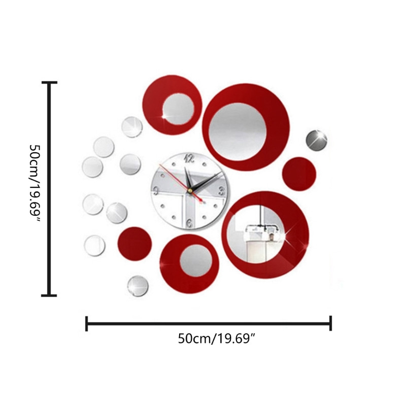Акрилен 3D кръгъл стенен часовник Направи си сам комбинирани огледални часовници Модерен часовник за кухня Спалня Всекидневна Декорации за дома
