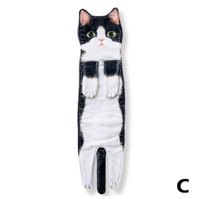 Smiješni mačji ručnici za ruke Kuhinja Kupaonica Lopta ručnika za ruke Brzi ručnici Suha mikrofibra s omčama Kreativni viseći upijajući So D7F1