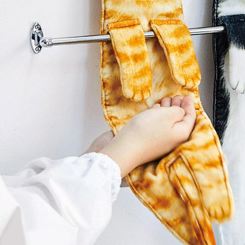 Smiješni mačji ručnici za ruke Kuhinja Kupaonica Lopta ručnika za ruke Brzi ručnici Suha mikrofibra s omčama Kreativni viseći upijajući So D7F1