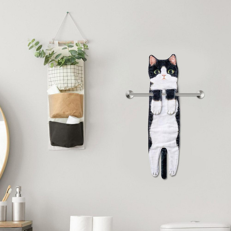 Smiješni mačji ručnici za ruke Kuhinja Kupaonica Lopta ručnika za ruke Brzi ručnici Suha mikrofibra s omčama Kreativni viseći upijajući So D7F1