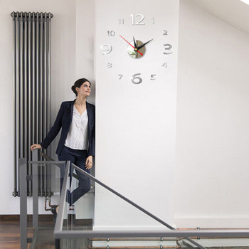 Самозалепващи се стикери за стена Малки акрилни модерни стенни часовници „направи си сам“ 3D стикери за огледална повърхност Декоративни филми за домашен офис Черни
