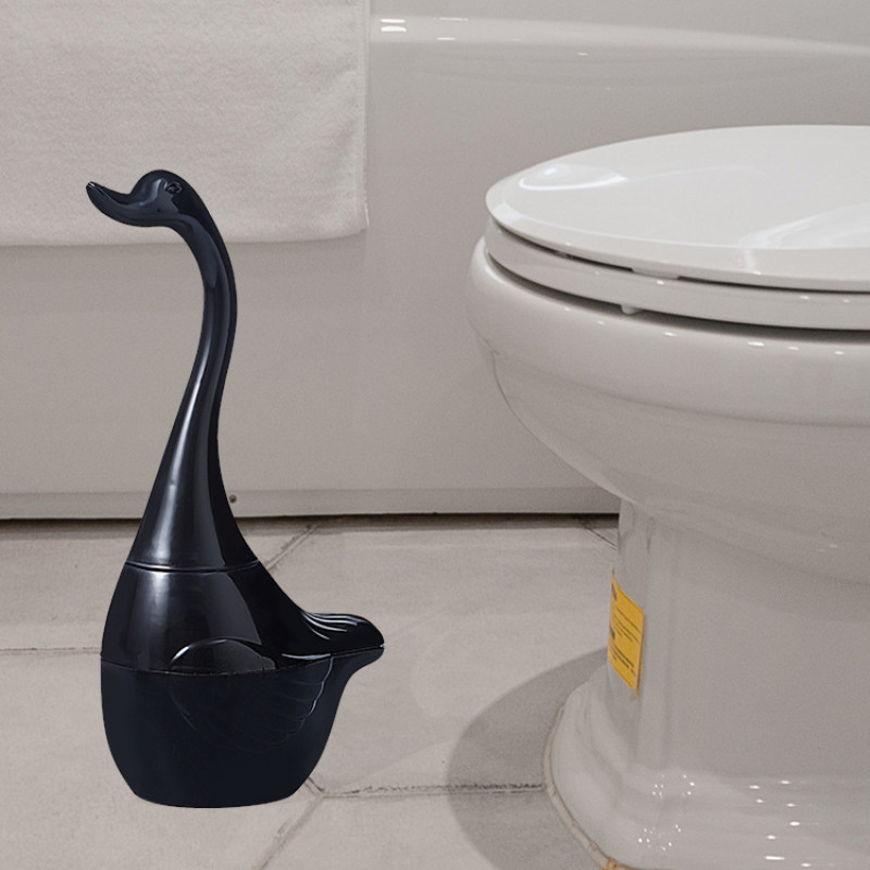 Gulbja formas tualetes birste ar garu rokturi ar turētāju Vannas istabas drenāžas tīrīšanas birste tīrīšanas rīki Mājas vannas istabas piederumu komplekti