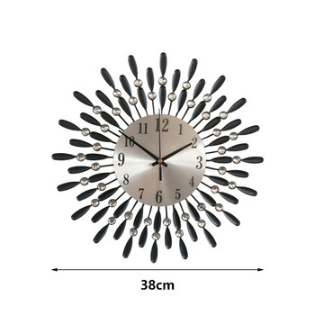 Винтидж метален кръгъл луксозен диамантен часовник 3D голям кристален стенен часовник Обединеното кралство Всекидневна Спалня Безшумна декорация без тиктакане