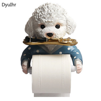 δημιουργικός σκύλος κινουμένων σχεδίων επιτοίχια χάρτινη θήκη για πετσέτες χωρίς διάτρηση Σχάρα για πετσέτες Βάση ρολού χαρτιού Δίσκος αποθήκευσης αξεσουάρ μπάνιου