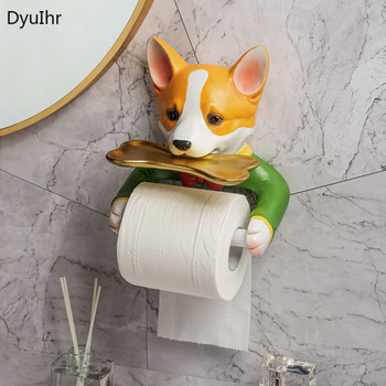 δημιουργικός σκύλος κινουμένων σχεδίων επιτοίχια χάρτινη θήκη για πετσέτες χωρίς διάτρηση Σχάρα για πετσέτες Βάση ρολού χαρτιού Δίσκος αποθήκευσης αξεσουάρ μπάνιου