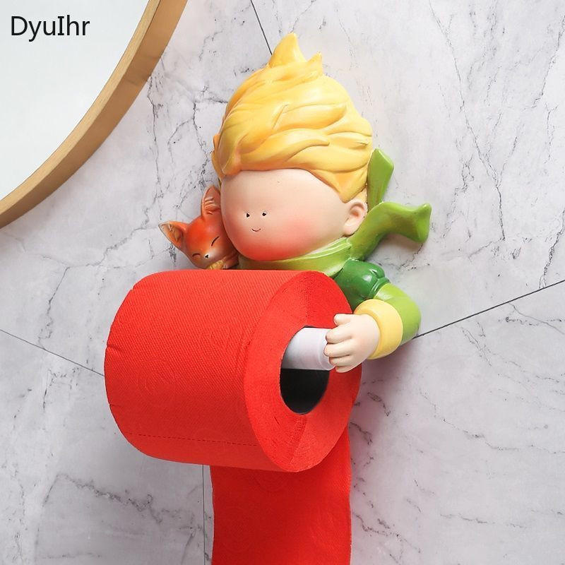 radoša multfilma suns pie sienas stiprināms neperforēts papīra dvieļu pakaramais Dvieļu pakaramais Papīra ruļļu turētājs vannas istabas piederumu uzglabāšanas paplāte