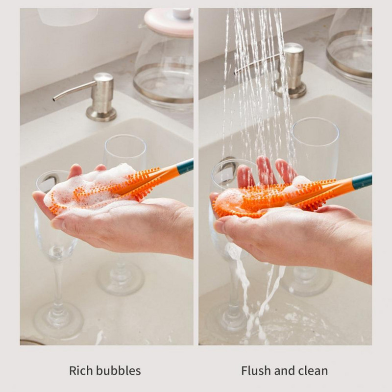 Izdržljiva četka za šalice Ergonomski dizajn Četka za šalice Zakrivljena glava Prijenosna četka za čišćenje šalica za kavu Perač šalica Učinkovito čišćenje