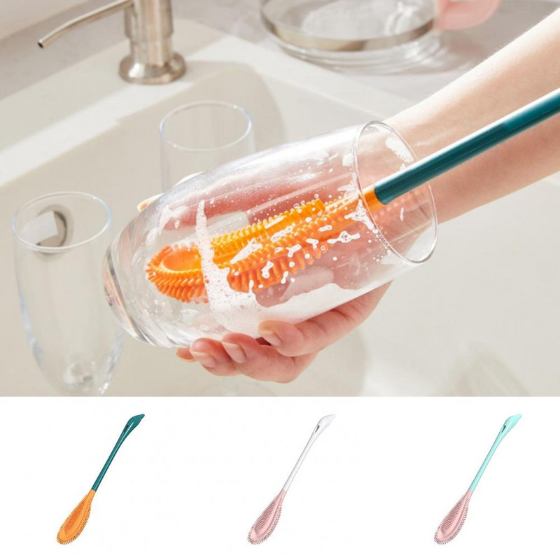 Izdržljiva četka za šalice Ergonomski dizajn Četka za šalice Zakrivljena glava Prijenosna četka za čišćenje šalica za kavu Perač šalica Učinkovito čišćenje