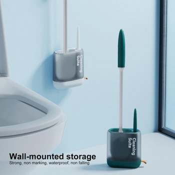 1 комплект модерна четка за баня, влагоустойчива, бързосъхнеща, силна дезактивация, монтирана на стена тоалетна чиния, двойна четка с комплект държачи