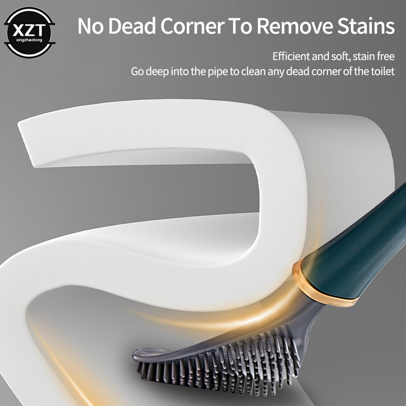 Mīkstas silikona tualetes birstes ar turētāju pie sienas stiprināmas tīrīšanas birstes ar gariem rokturiem Higiēnas piederumu komplekti vannas istabai JAUNUMS