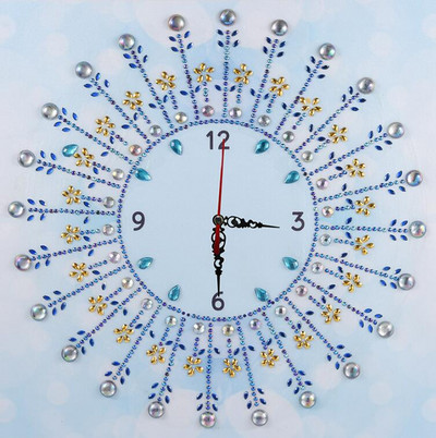 Ρολόι τοίχου DIY Ζωγραφική με διαμάντια Πλήρες τρυπάνια σε ειδικό σχήμα Κέντημα Ρολόι τοίχου Κέντημα Λουλούδι Πεταλούδα Ρολόι Σταυροβελονιά