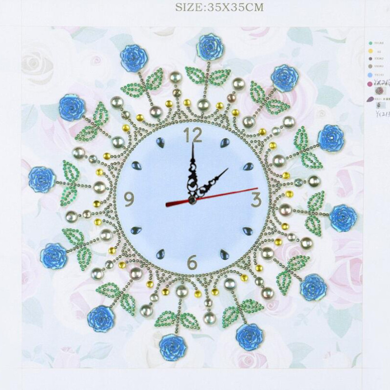 Ρολόι τοίχου DIY Ζωγραφική με διαμάντια Πλήρες τρυπάνια σε ειδικό σχήμα Κέντημα Ρολόι τοίχου Κέντημα Λουλούδι Πεταλούδα Ρολόι Σταυροβελονιά