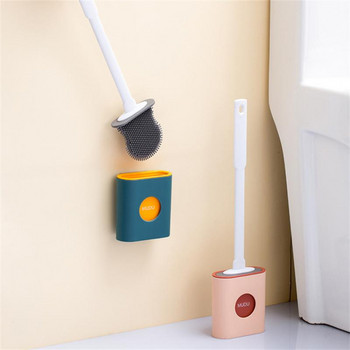 Силиконова тоалетна четка Плоска глава Мека четка с комплект скоби за бързо съхнене Bathroom Gap Clean Creative Стенен клипс Дълга дръжка