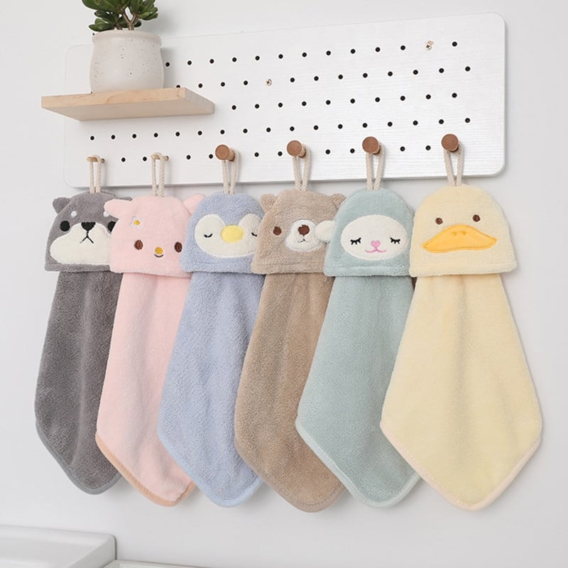 Ručnik za ruke sa slatkim crtanim životinjama Mekana upijajuća tkanina Ručnik za suđe Viseći ručnik za kupanje za djecu Dječja soba Kuhinja Kupaonica