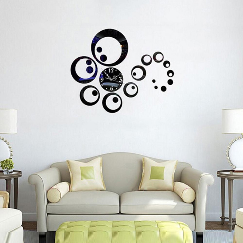 Apļi 3D sienas pulksteņi Pulksteņi Uzlīmes Uzlīmes Mājas istabu DIY dekori