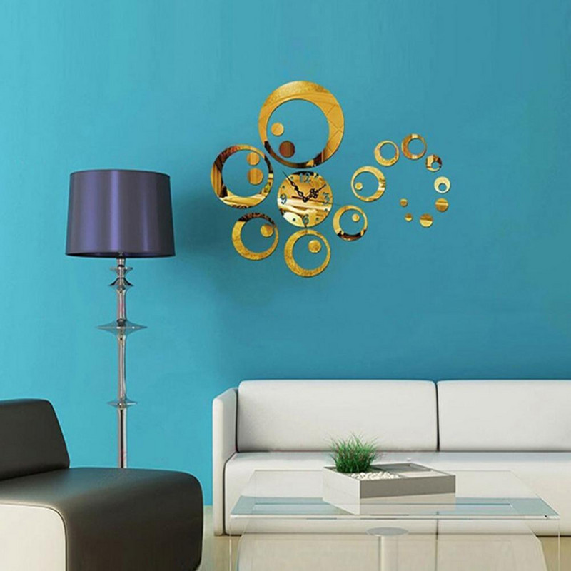 Apļi 3D sienas pulksteņi Pulksteņi Uzlīmes Uzlīmes Mājas istabu DIY dekori