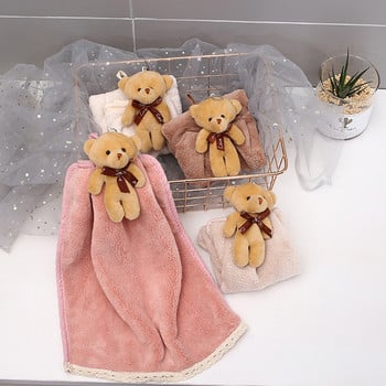 Πετσέτα χεριών Cartoon Bear Wipe Soft Thicken Coral Fleece Super Absorbent Quick Dry Παιδικές πετσέτες Terry για μπάνιο κουζίνας
