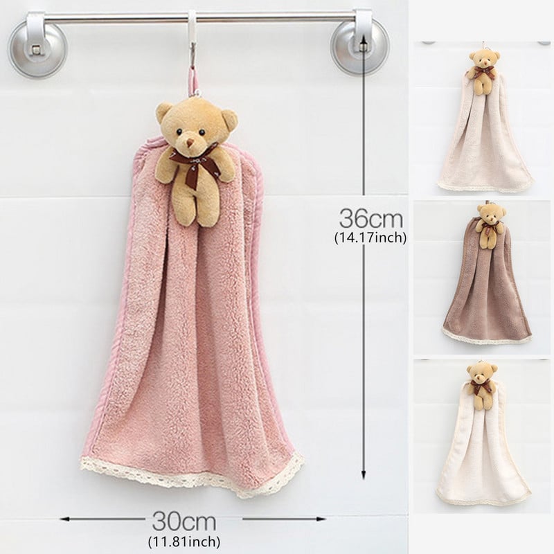 Cartoon Bear Wipe Ručnik za ruke Mekani zgusnuti koraljni flis Super upijajući brzo sušeći frotirni ručnici za kuhinju i kupaonicu