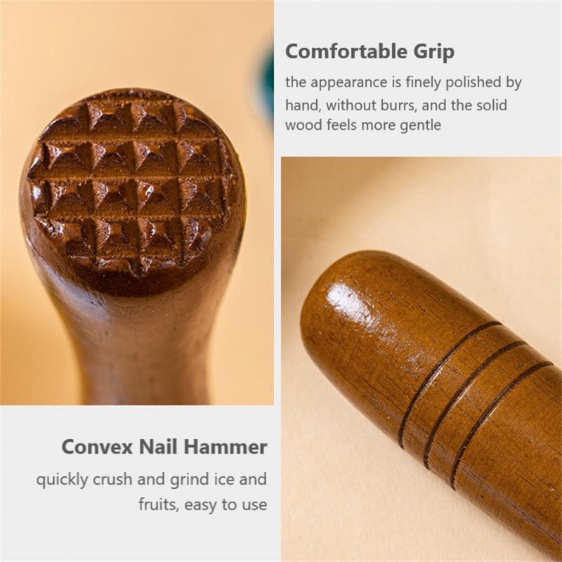 Medienos vyno įrankiai Ledo kokteilis, susukamas vaisius, grūstuvėlis, grūstuvėlis, susmulkintas ledo plaktukas, įrankiai