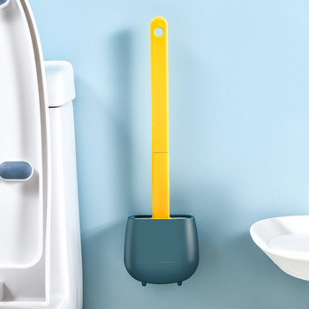 Четка за тоалетна Силиконов препарат за почистване на WC Водоустойчива санитарна четка с основа Почистваща четка с меки косми Аксесоар за баня