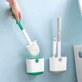 Set četki za WC školjku Zidna četka za WC školjku s držačem za odvod Silikonska ravna glava Fleksibilna četka za čišćenje s mekim čekinjama