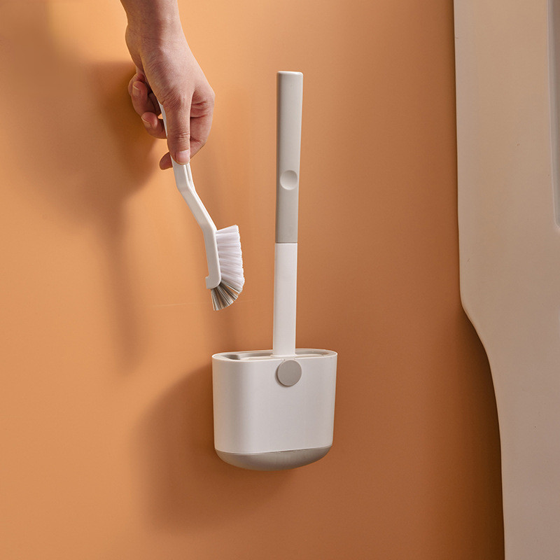 Set četki za WC školjku Zidna četka za WC školjku s držačem za odvod Silikonska ravna glava Fleksibilna četka za čišćenje s mekim čekinjama