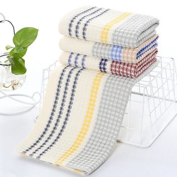 Удебелена 100% памучна кърпа за баня Премиум вафлена кърпа на райета Възрастни деца Домашна абсорбираща мека кърпа