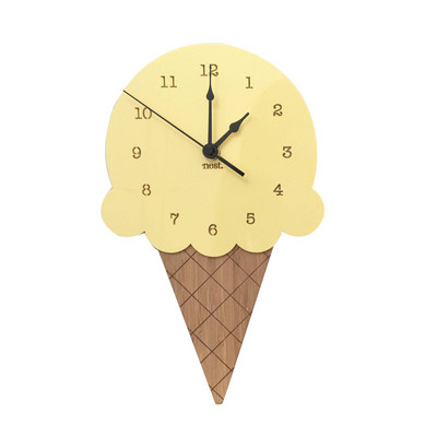 Nordijski stil Sladoled Izoštreni zidni viseći sat s crtanim filmom, tihi, ne otkucava, na baterije, kućni dnevni boravak, uredski dekor