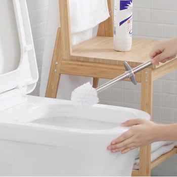 Четка за тоалетна, мек косъм, монтиран на стена комплект държач за тоалетна четка за баня, чист инструмент, издръжлива термопластмасова гумена ъглова четка